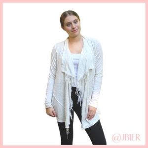 Free People White Fringe Cardigan